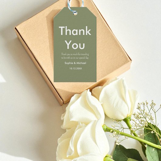 Trouw Sage Groen Wit Bedankt Cadeaulabel