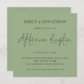 Trouw Sage Groene Afternoon Ontvangst Uitnodiging (Voorkant / Achterkant)