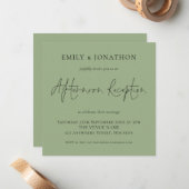 Trouw Sage Groene Afternoon Ontvangst Uitnodiging (Voorkant / Achterkant in situ)