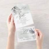 Trouw Sage Groene Bladeren All In One Uitnodiging (Afscheurbaar)