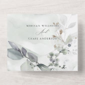 Trouw Sage Groene Bladeren All In One Uitnodiging (Achterkant)