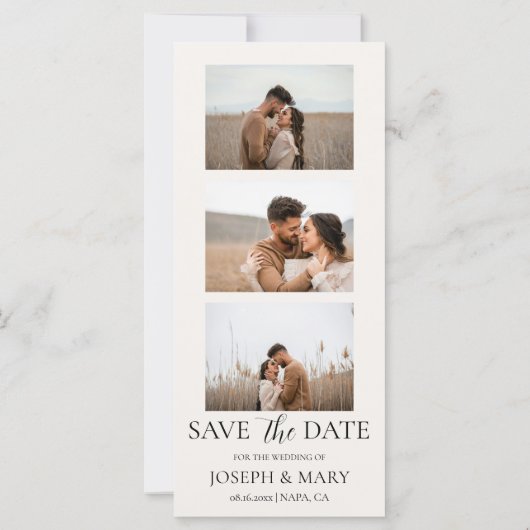 Trouw Save The Date Aanpasbare Foto Ivoor (Achterkant)