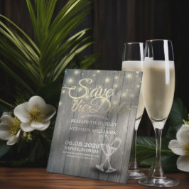Trouw Save The Date Champagne Glazen Houten Licht