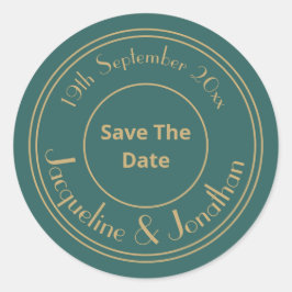 Trouw Save The Date Chic Persoonlijke Groen  Ronde Sticker