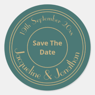 Trouw Save The Date Chic Persoonlijke Groen Ronde Sticker