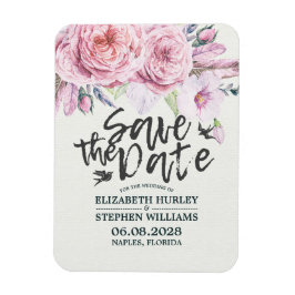 Trouw Save The Date Chic Waterverf Boho Bloemen Magneet