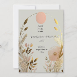 trouw save the date eenvoudig roze gouden uitnodig kaart