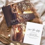 Trouw Save the Date Foto Romantische Minimalist<br><div class="desc">Trouw Save the Date Kaarten met een foto op de voorkant en achterkant. De Save the Date herfst-,  winter-,  lente- of zomerkaarten bevatten een moderne,  met de hand geschreven cursieve lettertypografie die elegant,  eenvoudig en modern is om te gebruiken na uw minimalistische eenvoudige trouwdagviering.</div>