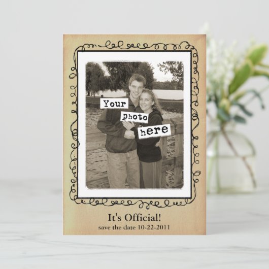 Trouw Save the Date Foto Sjabloon (Staand voorkant)