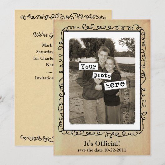 Trouw Save the Date Foto Sjabloon (Voorkant / Achterkant)