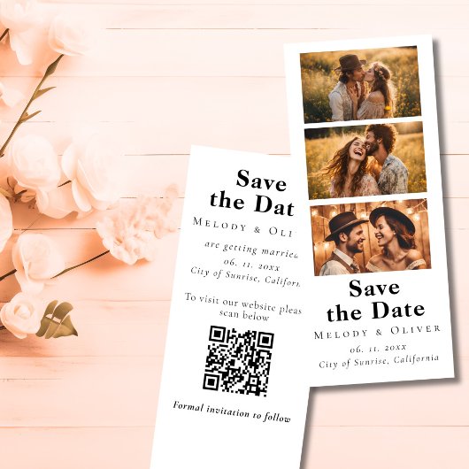 Trouw Save the Date Fotohokje QR code Boho