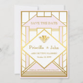 Trouw Save the Date,Great Gatsby,wit goud roze Save The Date (Voorkant)