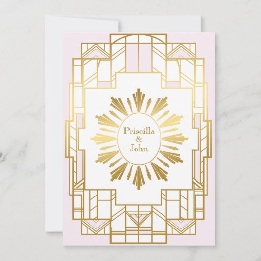 Trouw Save the Date,Great Gatsby,wit goud roze Save The Date (Achterkant)