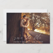 Trouw Save the Date Handgeschreven Foto Minimalist Kaart (Voorkant)