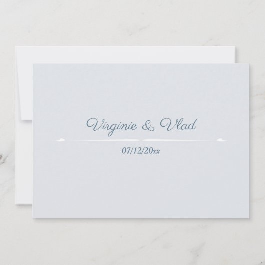 Trouw Save The Date in stoffig blauw Kaart (Achterkant)