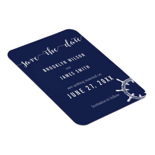 Trouw Save The Date Magneten in Marine Blauw (Rechterzijde)