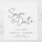Trouw Save the Date Minimalist Wijn Etiket (Enkel label)