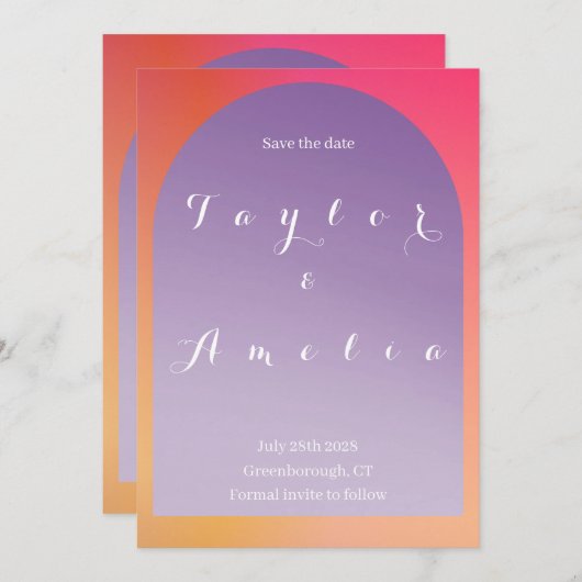 Trouw Save the Date Ombre Boho Boog (Voorkant / Achterkant)