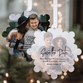 Trouw Save the Date QR & Foto Unieke Kerstmis Ornament Kaart