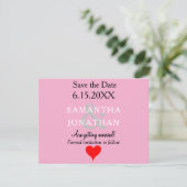 Trouw Save the Date Roze Beige Rode Hart (Staand voorkant)