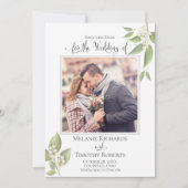 Trouw Save the Date Sage Groene Elegante Foto  (Voorkant)