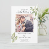 Trouw Save the Date Sage Groene Elegante Foto  (Staand voorkant)