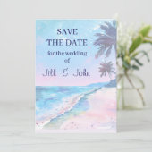 Trouw Save The Date Strand Tropische Uitnodiging (Staand voorkant)