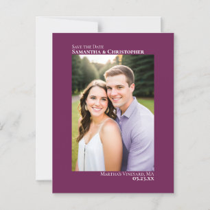 Trouw Save the Date Verticale Foto Magenta Plum Magnetische Uitnodiging
