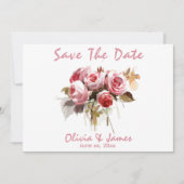 Trouw Save The Date Zachte Roze Antieke Rozen Kaart (Voorkant)