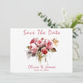 Trouw Save The Date Zachte Roze Antieke Rozen Kaart (Staand voorkant)