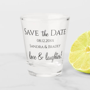 Trouw Save the Date Zwart Wit Liefde & Lachsalvo's Shot Glas