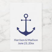 Trouw scheepsanker marineblauw witte elegante wijn etiket (Enkel label)