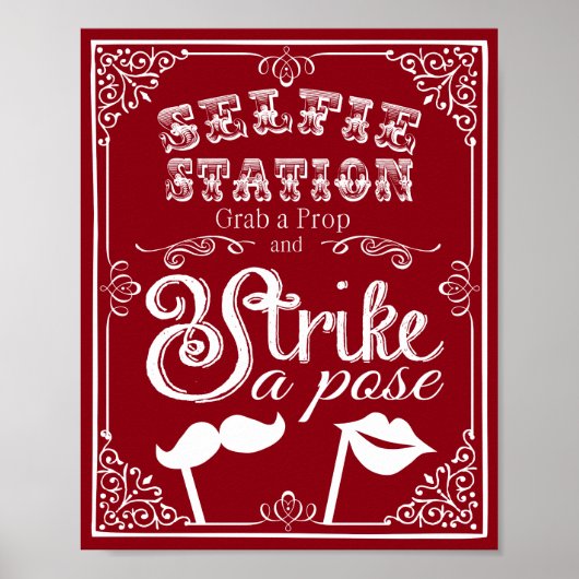 Trouw selfie fotohokje bord aangepaste kleur poster (Voorkant)