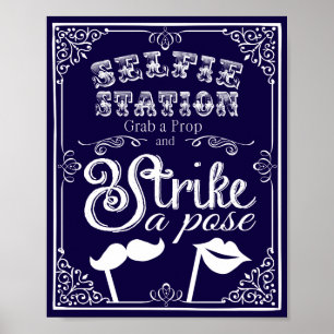 Trouw selfie fotohokje bord aangepaste kleur poster