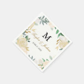 Trouw servet met gouden krans monogram (Hoek)