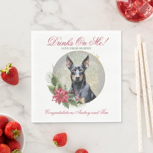 Trouw servetten met foto van Duitse Pinscher (Insitu)