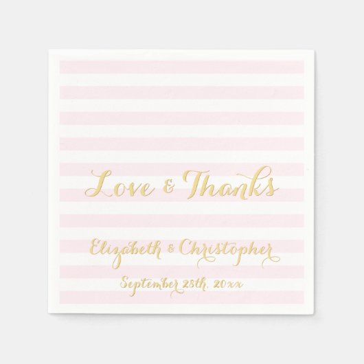 Trouw servetten met roze strepen op maat (Voorkant)