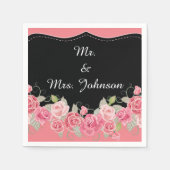 Trouw servetten roze bloem (Voorkant)