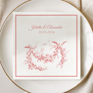 Trouw servetten van roze toile de Jouy