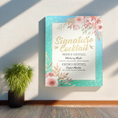 Trouw Signature Cocktail Drankmenu Roze Bloemen Poster