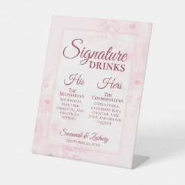 Trouw Signature Dranken Blush Roze Boho Pioenrozen Reclamebord Met Voetstuk