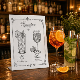 Trouw Signature Dranken Menu Zijn en Haar Reclamebord Met Voetstuk