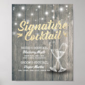 Trouw Signature Drankmenu Champagneglas Hout Poster (Voorkant)