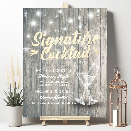 Trouw Signature Drankmenu Champagneglas Hout Poster