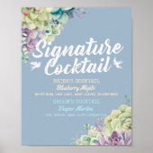 Trouw Signature Drankmenu Waterverf Succulent Poster (Voorkant)