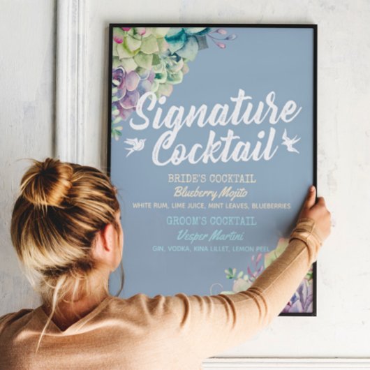 Trouw Signature Drankmenu Waterverf Succulent Poster