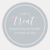 Trouw Simpel Zilver Calligrafie Script Behandeling Ronde Sticker (Voorkant)