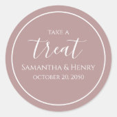 Trouw Simple Calligrafie Script Behandel Donker Bl Ronde Sticker (Voorkant)