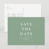 Trouw Simple Moderne Salie Save the Date Briefkaart (Voorkant / Achterkant)