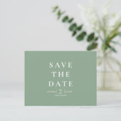 Trouw Simple Moderne Salie Save the Date Briefkaart (Staand voorkant)